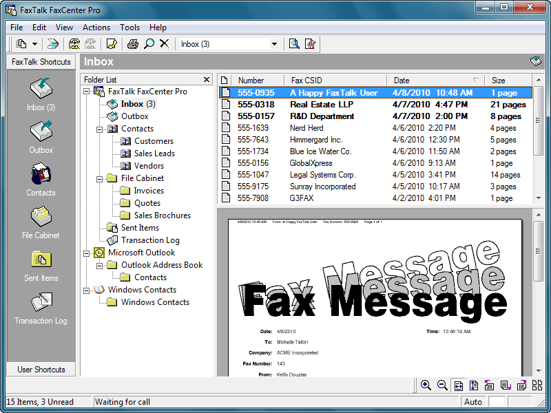 Easy to use send and receive fax software.