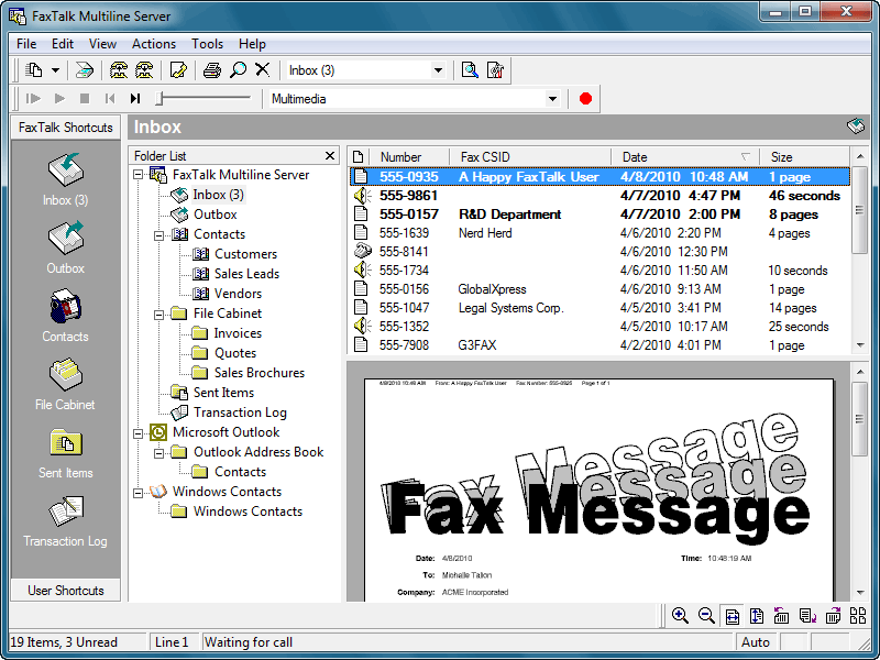 Easy to use network fax server software.