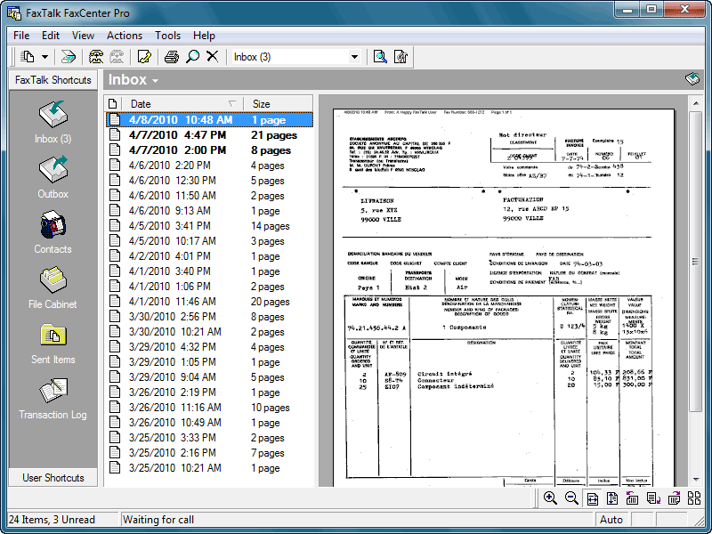 FaxTalk FaxCenter Pro Preview Window Screenshot